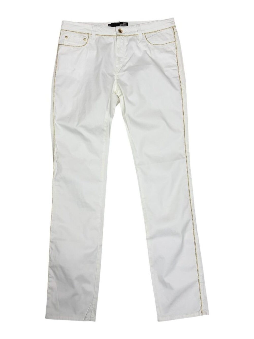 LOVE MOSCHINO White Denim Jeans Luxury Designer Straight Lightweight Pants Large